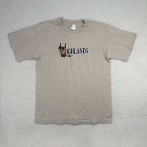 VTG Desert Heat T-Shirt Mens M Single Stitch Highlands Embroidered Leaves USA